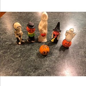Vintage Lot Of Wizard Halloween Wax Figurines